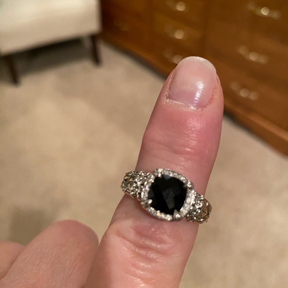 JAI John Hardy Black Spinel and Diamond Sterling Silver Ring